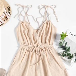 Zaful Tie Belted Surplice Romper